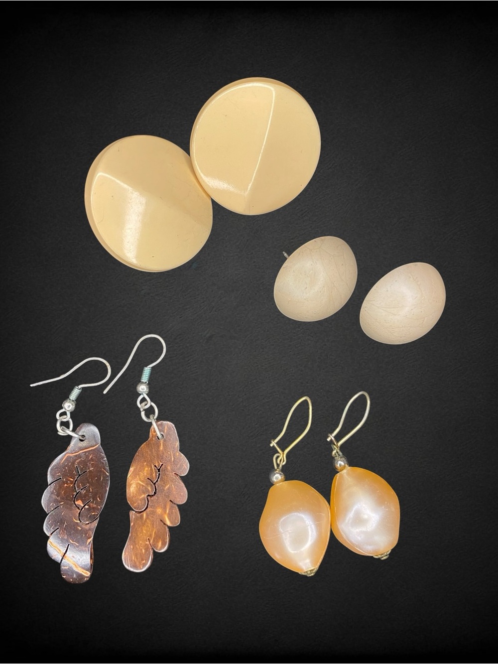 Vintage Costume Jewelry Earrings in Neutral Colours - Picture 2 of 10